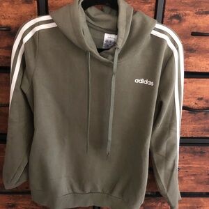 Adidas Green Hoodie with White Stripes